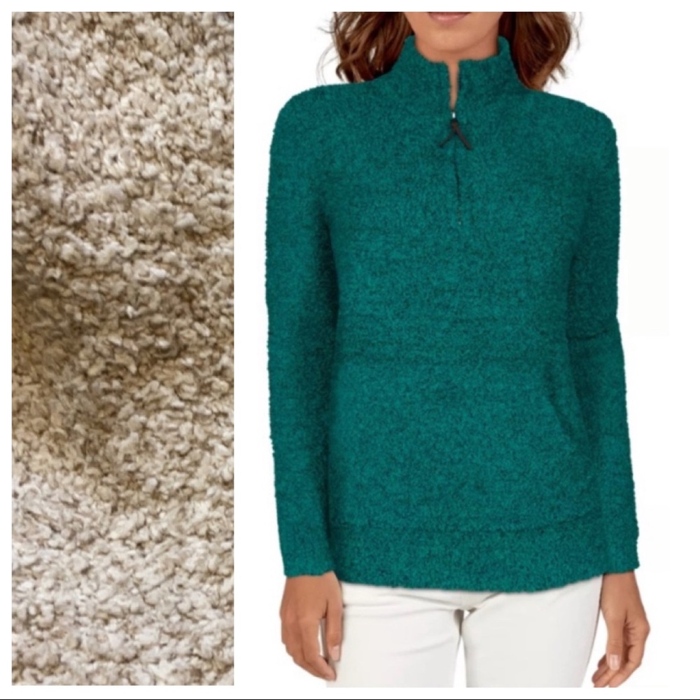Natural Reflections Cream Sherpa Long-Sleeve Quarter-Zip Sweatshirt / Sweater